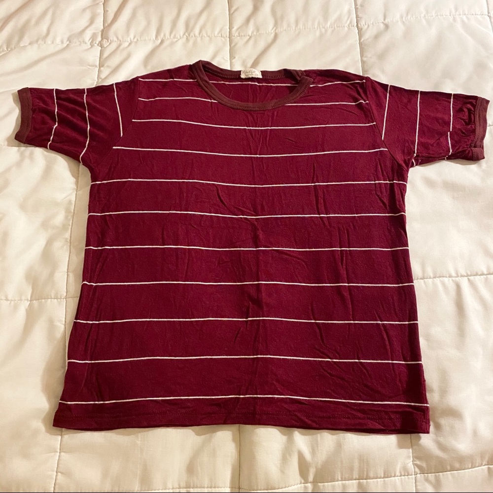 John Galt Maroon/White Stripped Top OS